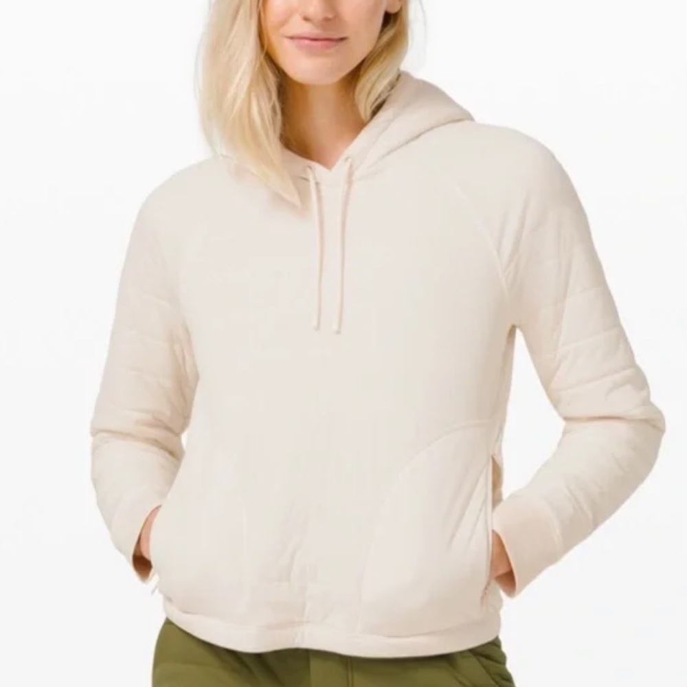 Lululemon dynamic movement hoodie white, size 10. Barely worn